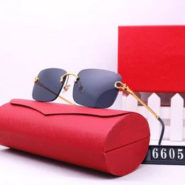 Latest Fashion Men Sunglasses Sunshade Carti glasses Leopard Head Composite Metal Rimless Optical Frame Classic Rectangle Square Gold Luxury Sunglasses for women