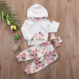 Clothing Sets Brand Infant Toddler born Baby Girls Floral Outfit Clothes Tracksuit Hooded Tops Leggings Pants Headband 3Pcs Set 221007