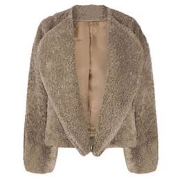 Women's Jackets Sweater FallWinter Short Profile Faux Fur Lamb Plush Jacket Lapel Collar Wool 221007