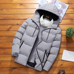 Hooded Puffer Jacket Men Autumn Winter Cotton Padded Jackets Thicken Warm Solid Color Outdoor Jackets Fashion Clothing