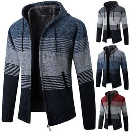 Sweaters Autumn Winter Men's Hooded Jacket Warm Cashmere Casual Wool Zipper Slim Fit Fleece Men Coat Knitwear Male Y2210