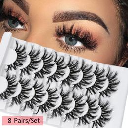 False Eyelashes 8 Pairs/Box 3D Faux Mink Natural Wispies Fluffy Lashes Extension Full Volume Thick Eyelash Handmade Cruelty-free