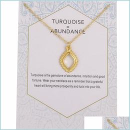 Pendant Necklaces Abundance Rhombus Square Pattern Pendant Necklace For Women Fashion Jewellery Gold Sier Colour Wish Card Choke Bdehome Dhc1D