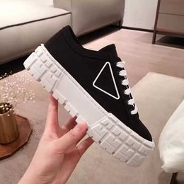 Women Shoes Sneakers. Fashion Rubber Platform Nylon Gabardine Triangle Decorate 50 Mm Inspired By Motocross Tyres Defines Design Of These