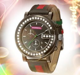 Unisex Women Men Big Watch Stopwatch Fashion Casual clock Man Diamonds Ring Leather Belt all the crime Quartz Movement Couple wholesale male gifts wristwatch