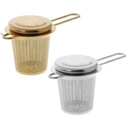 Reusable Mesh Tea Infuser Stainless Steel Strainers Loose Leaf Teapot Spice Filter With Lid Cups Kitchen Accessories GCB16019
