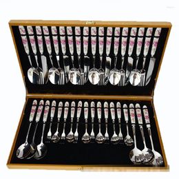 Flatware Sets Steak Knife Spoon And Fork Set Ceramic Handle Stainless Steel Luxurious Western-Style Tableware Full 36pcs/Set