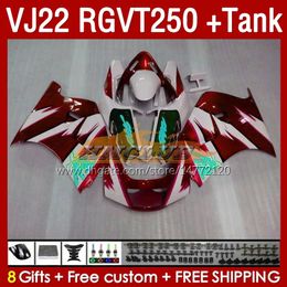 OEM Fairings & Tank For SUZUKI RGV250 SAPC VJ22 RGVT250 RGV-250 VJ 22 160No.127 RGV RGVT 250 CC 90 91 92 93 94 95 96 RGVT-250 1990 1991 1992 1993 1995 1996 Fairing red wine blk