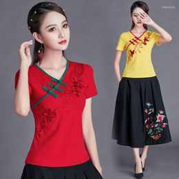 Ethnic Clothing Traditional Chinese For Women Tang Style Shirt Female Short Sleeve Summer Cheongsam Top Vetement 3XL 4XL 5XL