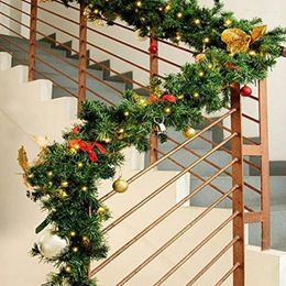 Decorative Flowers 2pcs Christmas Garland Green Rattan Wreath Decor Home Xmas Party Artificial Tree Banner Hanging Ornament