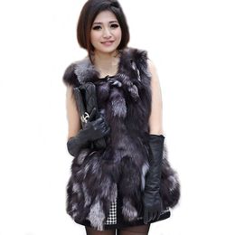 Women's Fur Faux Women Natural Fluffy Genuine Silver Vest Female Fashion Warm Short Waistcoat Outdoor Casual Sleeveless Jacket Wholesale 221006