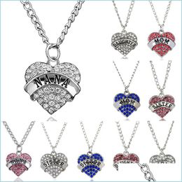 Pendant Necklaces Diamond Peach Heart Pendant Necklace Msee Pics Day New Year Gift Family Crystal Rhinestone Womens Jewellery 204 Drop Dh3Ce