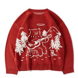 Sweaters Cartoon Teddy Bear Pattern Men Christmas Sweater Streetwear Pullovers 2020 Autumn Man Women Harajuku Hip Hop Pullover Y2210