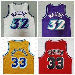 Retro Basketball Jersey Johnson 33 Scottie Pippen White Purple Red Stitched Mens Vintage Jerseys