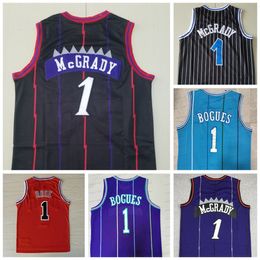 Retro Tracy Bogues Basketball Jersey Rose White Purple McgrdayRed Stitched Mens Vintage Jerseys