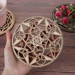 Party Decoration 14cm/30cm Handmade Coasters Laser Cut Craft Home Flower Of Life Energy Mat Making Sacred Geometry Ornament Slice Wood Base