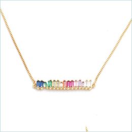 Pendant Necklaces Rainbow Cz Bar Necklace Simple Classic Fashion Jewellery Gold Plated Coloured Minimal Colorf Necklaces 361 N2 Drop Del Dhhsf