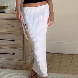 Casual Dresses Tossy Summer Knit Long Skirt Women Sexy Holiday Party Beach Cove-Up Midi s Dropped Waist See Through Wrap White Maxi 221007