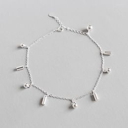 Anklets YPAY Real 925 Sterling Silver Beads Hanging Chain Anklet For Women Girls Friend Foot Jewelry Leg Bracelet Fine YMA004