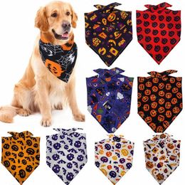 Halloween Dog Bandanas Dog Apparel Soft and Breathable Adjustable Pumpkin Patterns Printing Pet Kerchief Pets Scarf for Small to Large Dogs Puppy Cat Medium 1541 D3