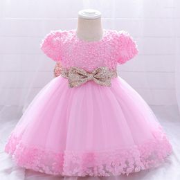 Girl Dresses 2022 Christmas Cute Dress For Girls Party Sweet Flowers Princess Baby 0-2 Years Toddler Clothes Birthday Gift