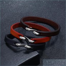 Bangle Vintage Simple Hook Leather Bracelet Fashion Women Mans Bracelets Wristband Bangle Cuff Jewellery Will And Sandy 2407 Q2 Drop De Dhean