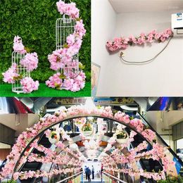 Decorative Flowers Artificial Silk Wedding Arch Fake Sakura Plastic Vine Hanging Ceiling Garland Cherry Blossom Home Pipe Backdrop Decor