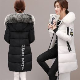 Women's Parkas Winter Outwear Korean Big Fur Collar Down Cotton Parka Women Slim Mid-long Fashion Overcoat Warm Thick Wadded Jacket Coat 221007