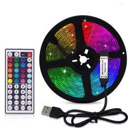 Strips 5V RGB LED Strip Light 5m 10m USB Remote Control SMD Lights Tape Backlight For TV Holiday Decor 0.5/1/2/3m Black PCB