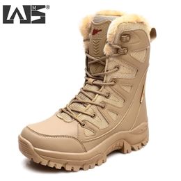 Boots Warm Plush Snow Men Lace Up Casual High Top Mens Waterproof Winter AntiSlip Ankle Army Work 221007