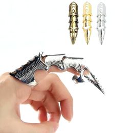 12Pcs Punk Ring Rock Scroll Joint Armor Knuckle Metal Full Finger Claw Rings Halloween Unisex Adjustable Ring