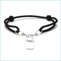 Charm Bracelets Boyish Classic Fashion Smooth Rope Bracelet Lock Element Couple Bracelets For Men And Women Charming Jewellery Gifts 70 Dhdrx