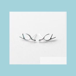 Stud Fashion Women Antlers Ear Studs 925 Sterling Sier Cute Deer Horn Stud Earrings Girls Birthday Gifts Ladies Jewellery Es8 Yydhhome Dhef6