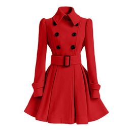 Womens Wool Blends Winter doublebreasted thickening ladies midlength Woollen coat Woollen coat women 221007