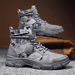 Boots Autumn Early Winter Shoes Men Boots High top Canvas Shoes Camouflage Street Shoes Mens Ankle Boots Single Cloth A4850 221007