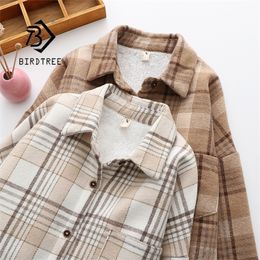 Women's Jackets Thick Velvet Plaid Shirts Women Winter Warm Blouses and Tops Casual Woollen Shirt Jacket Female Clothes Coat Outwear C17001X 221006