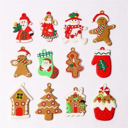 Christmas Tree Gingerbread Man Ornaments 12pcs/set Assorted PVC Gingerbread Figurines Hanging Decorations for Holiday Xmas