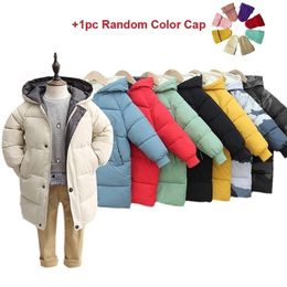 Down Coat Winter Toddler Kids Long Coat Fashion Solid Boys Girls Cotton Down Thick Hooded Jackets Children Outerwear Snowsuit Teen Clothes 221007