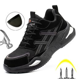 Botas waliantile leve peso respirável malha protetora sapatos de segurança para homens aço de ponta de punção de ponta de punção tênis de trabalho indestrutível 221007