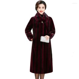 Women's Fur Autumn Winter Long Faux Coat Women Fashion High Quality Thick Warm Overcoat Imitation Mink Plus Size Jacket 2XL3XL