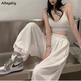 Womens Pants Capris Casual Pants Women Spring Loose Pure Colour Allmatch Mujer Full Length Chic Girlfriend Fashion Trousers Ladies Cool High Street 221007