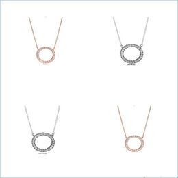 Pendant Necklaces Real 925 Sterling Sier Pendant Rose Gold Color Brand Crystal Necklace Fashion Jewelry For Women Drop Delivery 2021 Dhxlq