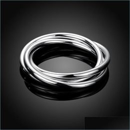 Cuff 925 Sterling Sier Cuff Braceletes Bangles Women Three Lines Smooth Solid Bracelet Fashion Jewelry Drop Delivery 2021 Bracelets Ca Dhl7O