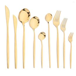 Dinnerware Sets JANKNG Gold Cutlery Set Stainless Steel Golden Knife Fork Spoon Kitchen Tableware Drop