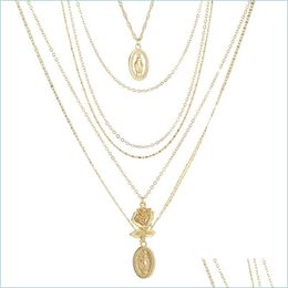 Pendant Necklaces Rose Pendant Charms Mti-Layer Necklace With Party Jewellery Charm Choker For Women Fashion 149 R2 Drop Delivery 2021 Dhykd