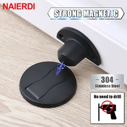 Door Catches Closers NAIERDI Magnetic Stopper 304 Stainless Steel Magnet Stops Holder Hidden Catch Floor stop Toilet Furniture Hardware 221007