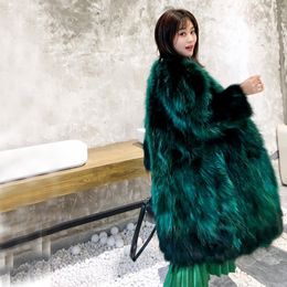 Women's Fur Faux X Long Overcoat Ladies True Genuine Real Raccoon Coat Factory Outlet Women Jacket ksr373 221006