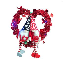 Decorative Flowers Valentine's Day Handmade Swedish Stuffed Santa Doll Gnome Dwarf Elf Ornaments 2022 Year Wall Hanging Wreath