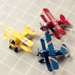 Vintage Metal Aircraft Modle Aircraft Glider Biplane Aeroplane Model Table Ornament Craft for Children Christmas Gift C87
