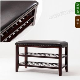 Clothing Storage Simple Solid Wood Shoe Changing Stool American Household Bed End Foyer Wear Shoes Double Rack As817